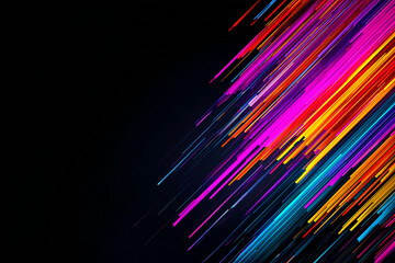 Vibrant neon streaks on dark background with motion effect