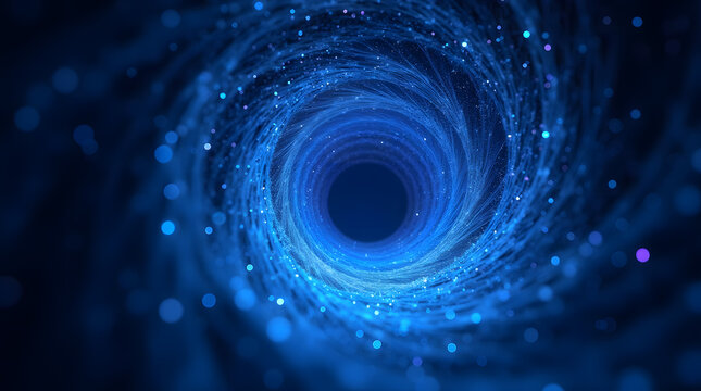 Abstract Blue Digital Wormhole Tunnel