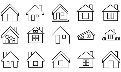 Set of house and home icons for real estate and architecture design. outline editable Stroke. house icon, housing. 