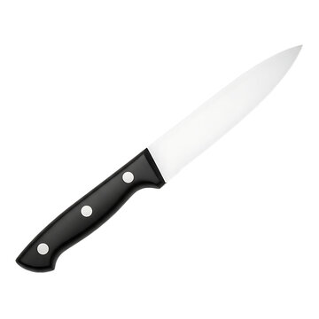 Sharp white blade black handled kitchen utensil knife