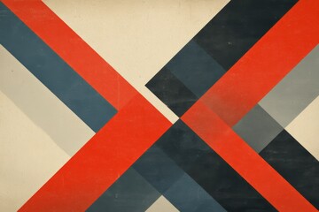 Abstract geometric pattern with red and blue diagonal crosses on beige background