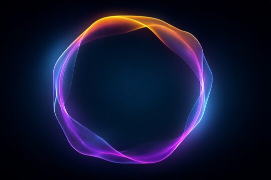Vibrant neon light circle on dark background