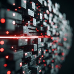 Futuristic Action, Technology, Digital Particles, Abstract Environment, Minimalist Viewpoint, Space Concept