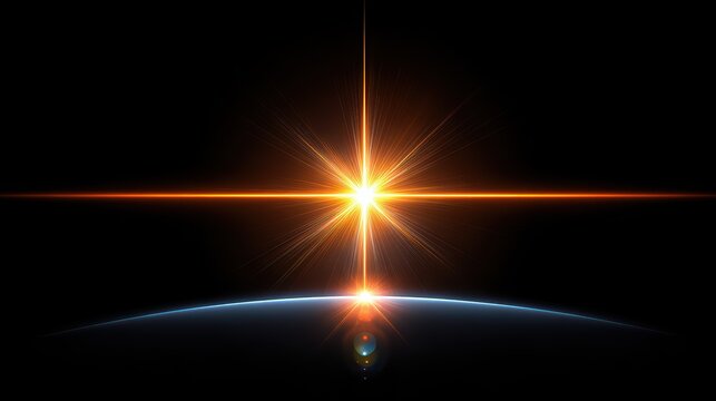 New Beginning Stock Image: Rising Sun Over Earth Background, Sunrise, Space