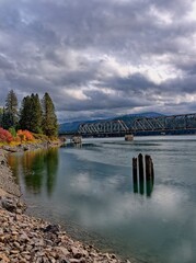   River under a dramatic cloudy sky.