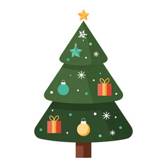 Decorated Christmas Tree with Gifts on Transparent Background for Festive Holiday Designs