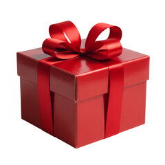Red Gift Box with Ribbon on Transparent Background for Festive Occasions