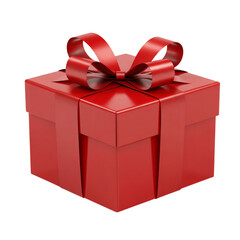 Red Gift Box Tied With Bow on Transparent Background For Celebration
