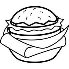 A burger meal tray line art