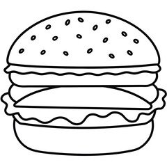 A hamburger menu icon style burger line art