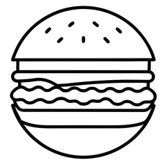 A burger with sesame bun line art
