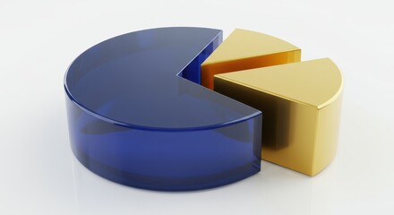 Three dimensional chart segments display proportions against a clean, bright background
