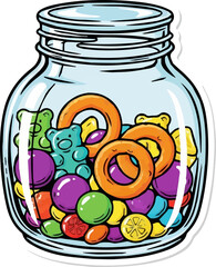 Jar of Colorful Candy and Cookies Illustration