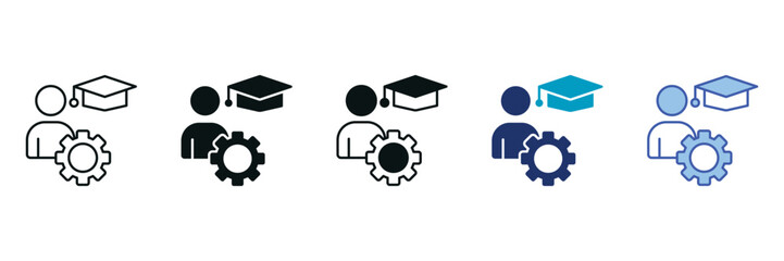 Apprenticeship Icon Set Consisting of Multiple Styles Vector Illustration