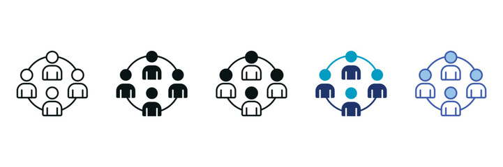 Collaboration Icon Set Consisting of Multiple Styles Vector Illustration