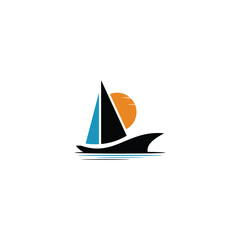 sail boat silhouette icon set vector logo design