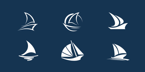 Naklejka premium sail boat silhouette icon set vector logo design