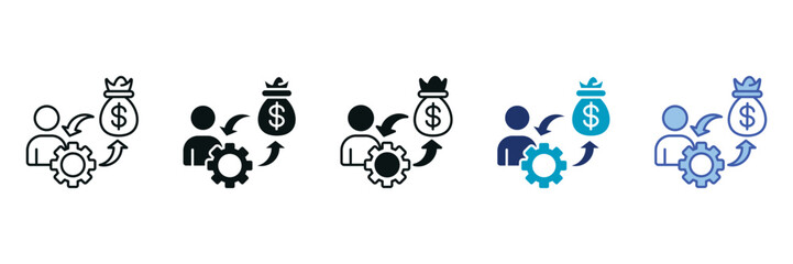 Money Management Icon Set Consisting of Multiple Styles Vector Illustration