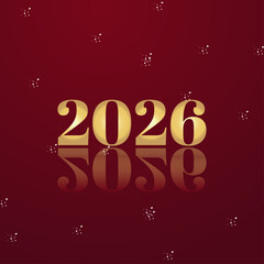 Happy New Year 2026 Golden Numbers on Red Background