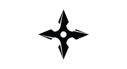 A simple black shuriken design isolated on a plain white background