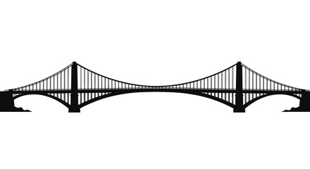 Simple black and white illustration of a suspension bridge design
