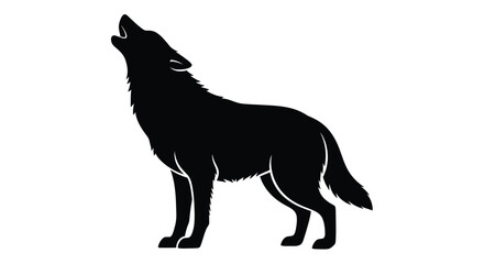 A striking silhouette of a howling wolf in a stark simple style