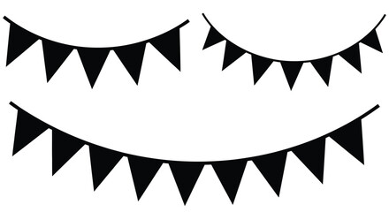 Black bunting flags displayed in curved arrangements simple graphic design