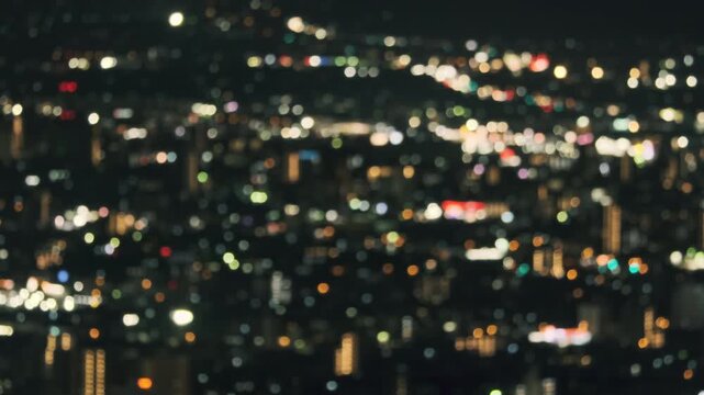 Defocused City Night Lights &mdash; Neon Bokeh Urban Background