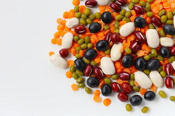 Colorful mixed beans and lentils, packed with plant-based protein and fiber