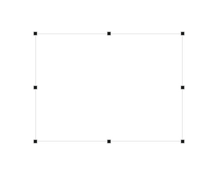 Geometric selection bounding box with eight black control points and thin gray lines on a clean white background.