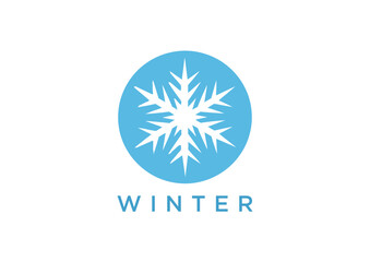 Blue snowflake icon inside a circle with the word 
