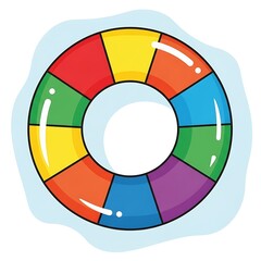 Obraz premium Colorful Inflatable Ring Floating in Water Illustration.