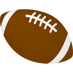 Brown American Football with White Stripes and Laces Against a Transparent Background Isolated Object for Sports and Recreation