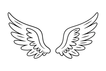 Fototapeta premium Simple outline drawing of angel wings