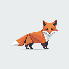 Fototapeta premium A charming illustration of a wild red fox designed with sharp geometric angles, mimicking the art of Japanese paper folding or origami