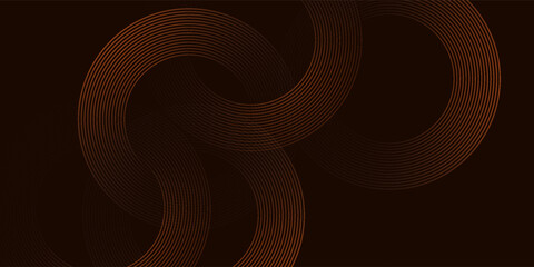 Brown lines 3D circle geometric line on dark background. Modern concept technology. Simple design.