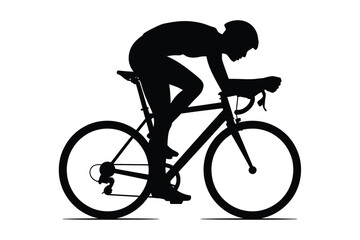 Silhouette of a cyclist in a racing position on a road bike
