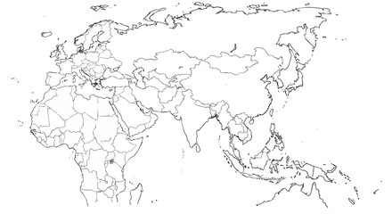map of the Asian continent and its division into countries