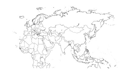 map of the Asian continent and its division into countries