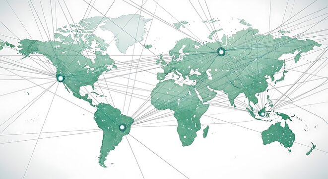 Global Network Connections - A World Map Visualization of Interconnectedness.