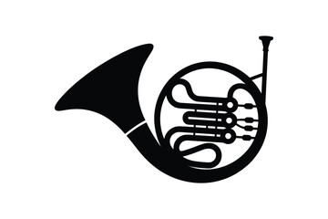 Silhouette of a french horn musical instrument