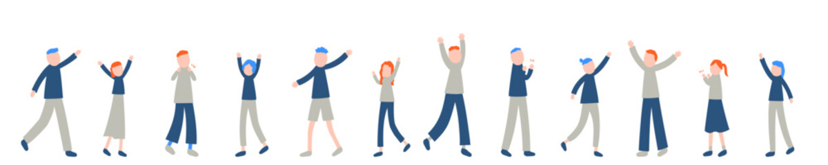 喜ぶ人々のイラストセット