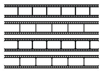 Photographic film in retro style, Film strip icon used for videography elements, cinema reel. Trendy editable camera roll effect design. Curved film strip.