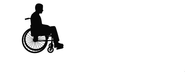 Silhouette of a person in a wheelchair against a white background