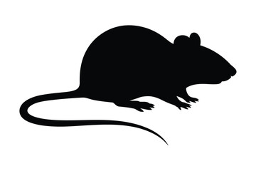 Black silhouette of a rodent with a long tail