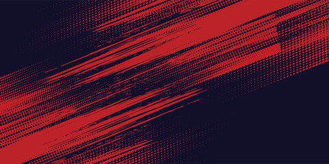Fototapeta premium Abstract halftone dots red and navy color pattern gradient grunge texture. Black halftone effect. Minimalist red grunge. Vector illustration.