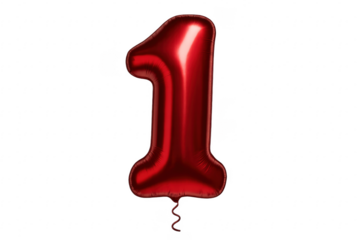 Red metallic number one balloon celebrating party anniversary