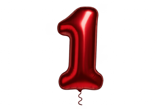 Red metallic number one balloon celebrating party anniversary