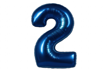 Blue foil number 2 balloon celebrating anniversary birthday