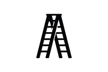 Simple black silhouette of an a frame ladder
